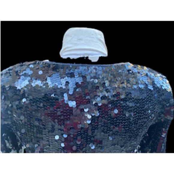 Cathy Hardwick Full Sequin BlackSweater 95% Lambs wool Sz. M Vintage 1980’s - Picture 5 of 6